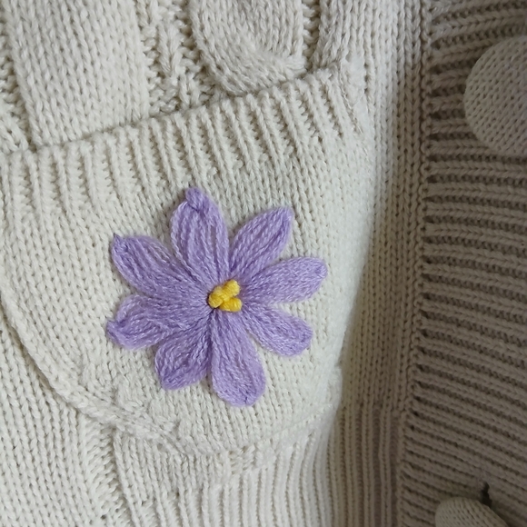 O!Oi Collection ivory sweater with big button closure pockets - Picture 6 of 12